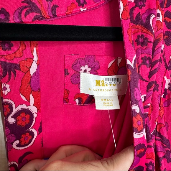NWT Anthropologie Maeve Pink Floral Wrap Mini Dress - Picture 8 of 13